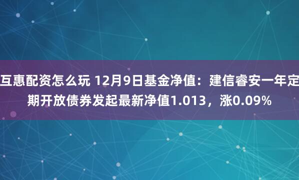 互惠配资怎么玩 12月9日基金净值：建信睿安一年定期开放债券发起最新净值1.013，涨0.09%