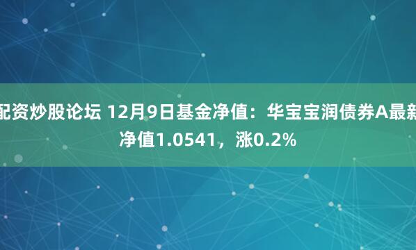 配资炒股论坛 12月9日基金净值：华宝宝润债券A最新净值1.0541，涨0.2%