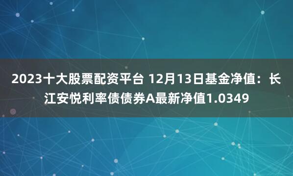 2023十大股票配资平台 12月13日基金净值：长江安悦利率债债券A最新净值1.0349