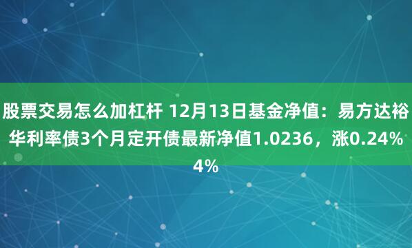 股票交易怎么加杠杆 12月13日基金净值：易方达裕华利率债3个月定开债最新净值1.0236，涨0.24%