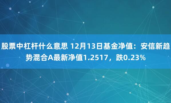 股票中杠杆什么意思 12月13日基金净值：安信新趋势混合A最新净值1.2517，跌0.23%