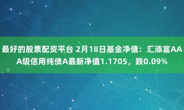 最好的股票配资平台 2月18日基金净值：汇添富AAA级信用纯债A最新净值1.1705，跌0.09%