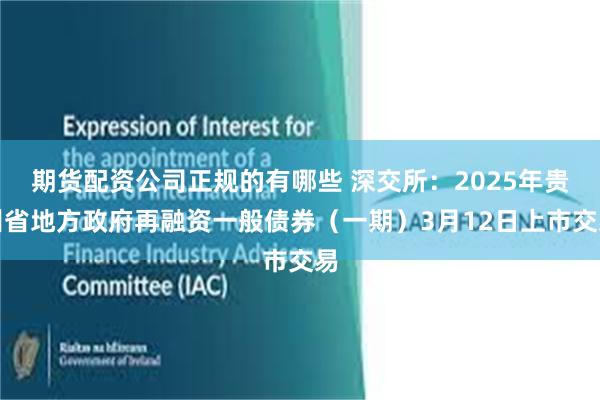 期货配资公司正规的有哪些 深交所：2025年贵州省地方政府再融资一般债券（一期）3月12日上市交易