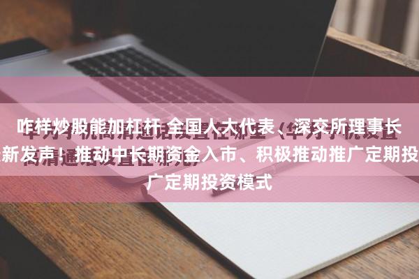 咋样炒股能加杠杆 全国人大代表、深交所理事长沙雁最新发声！推动中长期资金入市、积极推动推广定期投资模式